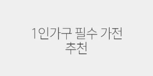 1인가구 필수 가전 추천