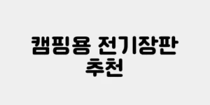 캠핑용 전기장판 추천