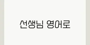 선생님 영어로