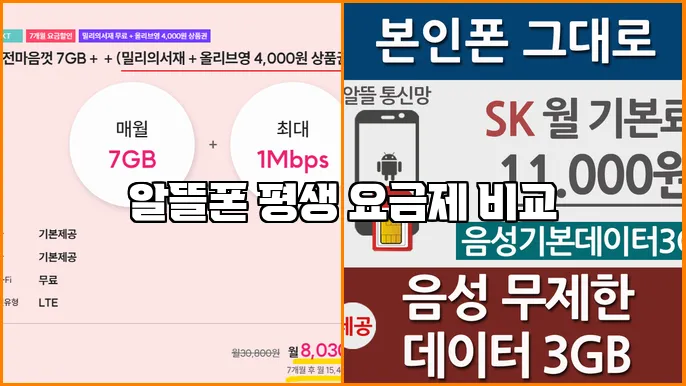 알뜰폰 평생 요금제 비교