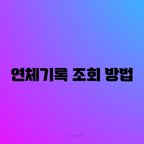 연체기록 조회 방법