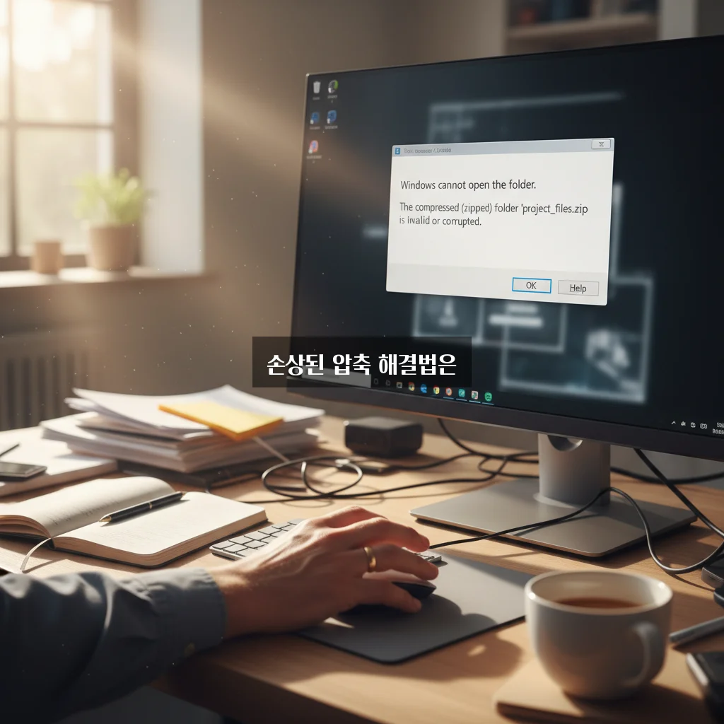 압축 파일 손상 풀기 오류 및 복구 관련 이미지 1