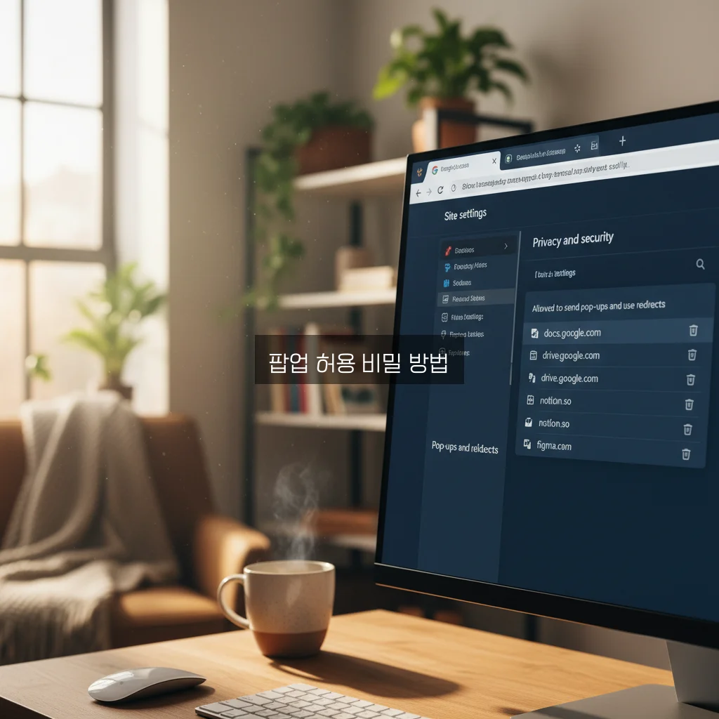 크롬 팝업 차단 해제 및 특정 사이트 허용 관련 이미지 1
