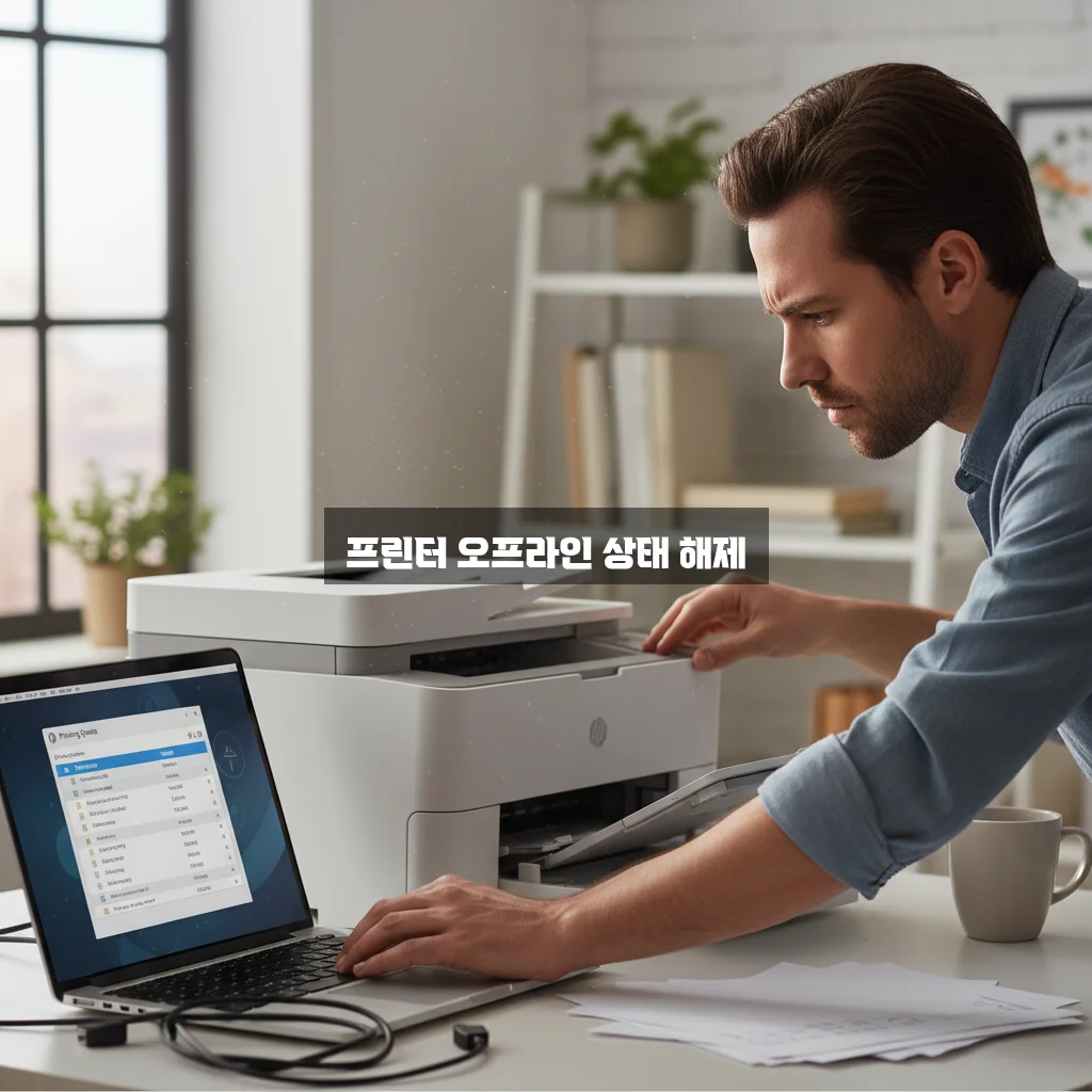 프린터 오프라인 상태 해제 및 인쇄 대기열 삭제 관련 이미지 1