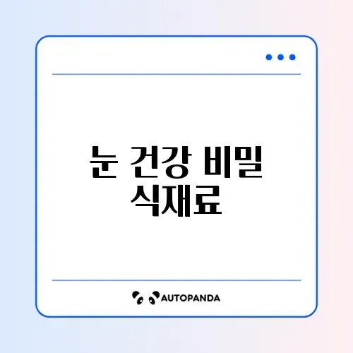 50대를 위한 눈건강 식단 완벽 가이드 알아보기