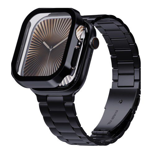 애플워치 메탈 스트랩 + 풀커버 케이스 2종 세트 애플워치 SE3 SE2 SE, 40mm, 실버