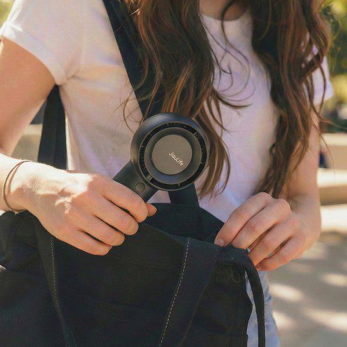 휴대용 손 선풍기 6000mAh 손풍기 핸디 목걸이 미니 선풍기 Life5Plus 카본 블랙