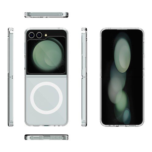 [초강력 자석] Z플립 맥세이프 케이스 슬림 FOLD 제트 지플립 케이스 투명 (폴리카보네이트), 갤럭시Z 플립5