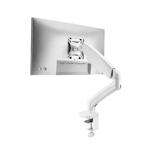 마운트뷰 화이트 싱글 모니터암 벽면 밀착 모니터 자바라 지지대 거치대 컴퓨터 노트북 암