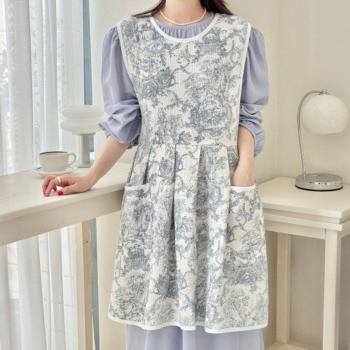 한스데이 포그니 뜨왈 이중요루 거즈 면 부드러운 원피스 앞치마