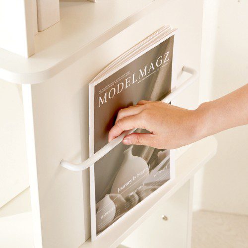 [배송비지원]미누 전면 수납장 책꽂이 이동식 회전책장 3단