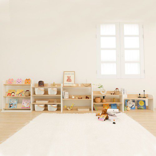 심플룸 틸팅 전면 낮은 책장 원목 거실 DIY 조립 틈새 2단 더블