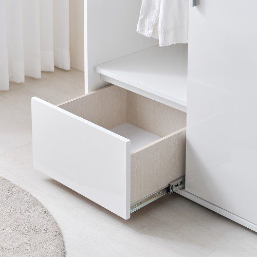 누비아 낮은 슬라이드 옷장 드레스룸 슬라이딩 1000x550x1456mm, 서랍형, 화이트
