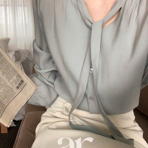 [자체제작] (MADE) 타이 긴팔 블라우스 bs8632