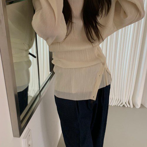 [차콜당일] 바스켓 플리츠 세트 우아한 반목 주름 링클 랩 블라우스 (2c)