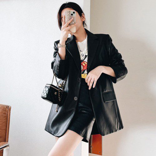 나비올라 양가죽 자켓 오버핏 여자 정장 가을 간절기