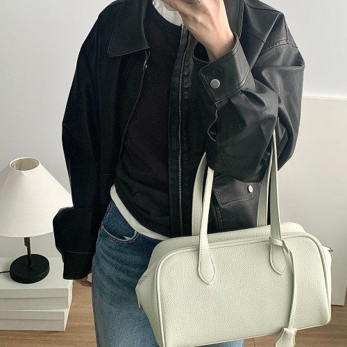 레어 레더 자켓 페이크레더 오버핏 블루종 웨어링무드 (2c)