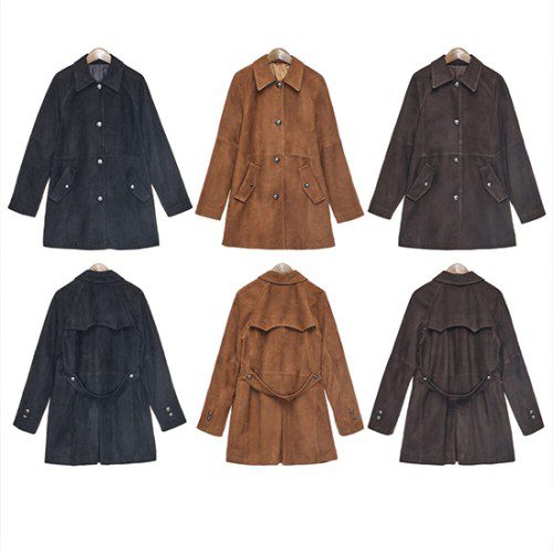 [로보] 이태리 스웨이드 싱글버튼 하프 트렌치 코트 SCO24C174