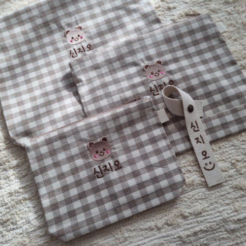 어린이집 파우치 유치원 준비물 방수 지퍼 여벌옷파우치 이름자수