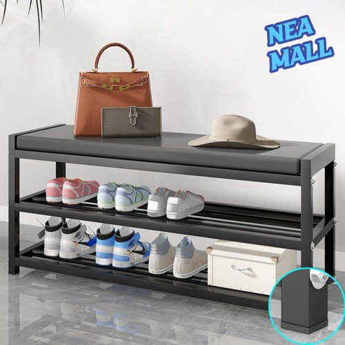 현관 벤치형 신발장 선반 철제 오픈 신발장 수납 3단 75cm