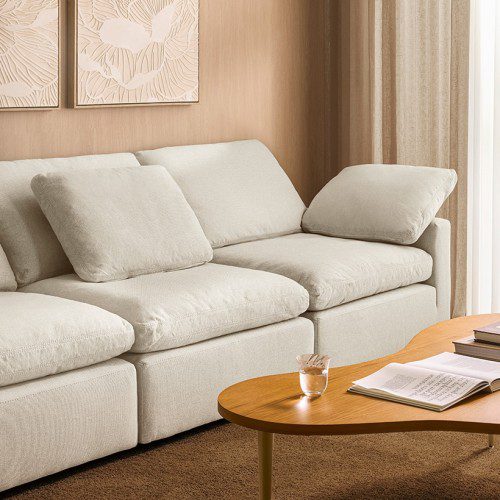 까사미아 캄포 구스30 슬림 소파 스툴미포함, 아이보리, 4인용