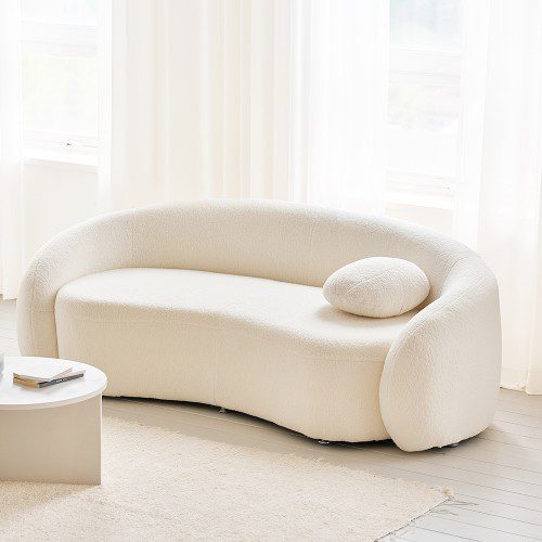 (희망일배송)미뇽C 양털 소파 카페 호텔 라운지 부클레 패브릭 3인용 소파