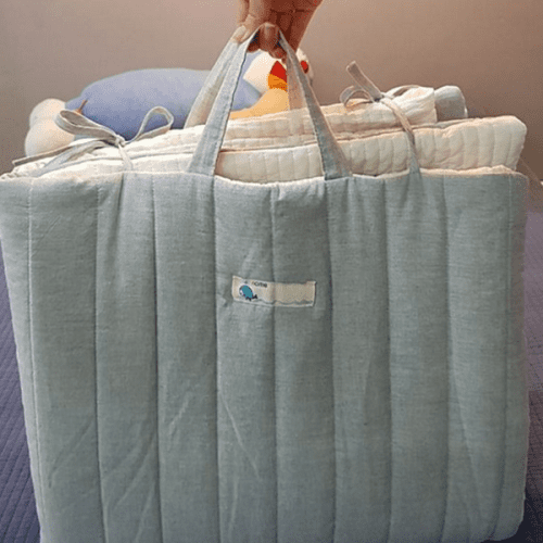 피그먼트 낮잠 이불 가방 줄누빔 낮잠 이불 패드 세트 순면