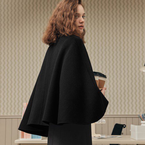 [제로스트릿]핸드메이드 케이프 코트 HANDMADE CAPE COAT / BLACK