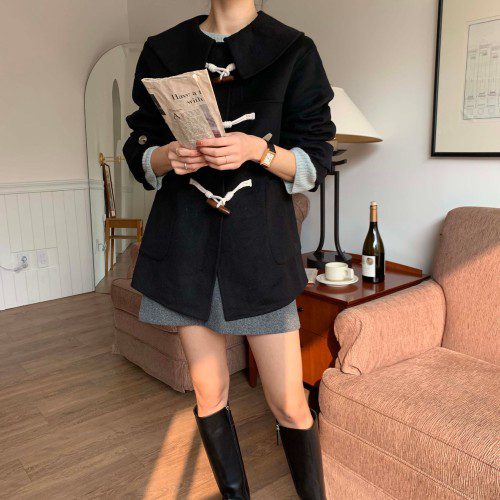 (자체제작)캔달 빅카라 루즈핏 여성 떡볶이 하프 핸드메이드코트