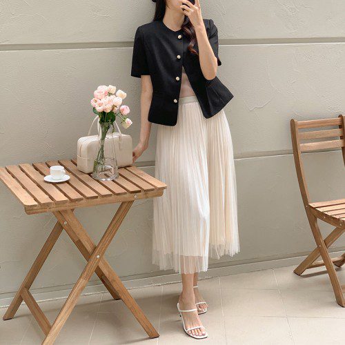 투웨이 새틴 밴딩 롱 플리츠 샤스커트 sk6901