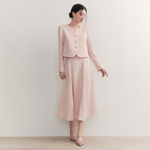 [제로스트릿] 아이비 트위드 롱 스커트 IVY TWEED LONG SKIRT / PINK