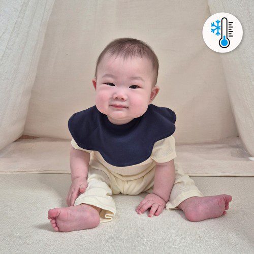 [바니블라썸] 에어매쉬 여름 메쉬 턱받이 아기 빕 이유식턱받이 침받이 화이트에어롤링